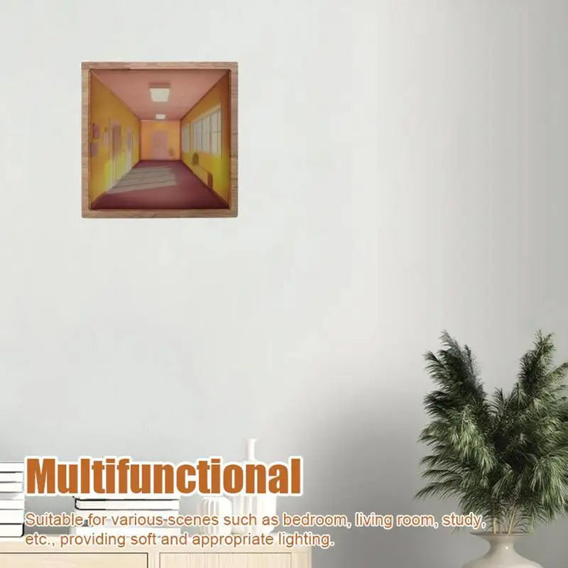 3D LED Shadow Box Art Light – Wooden Optical Illusion Wall Decor for Bedroom, Living Room, Gifts