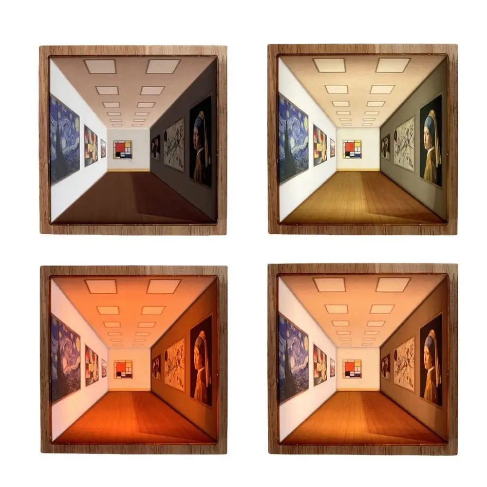 3D LED Shadow Box Art Light – Wooden Optical Illusion Wall Decor for Bedroom, Living Room, Gifts